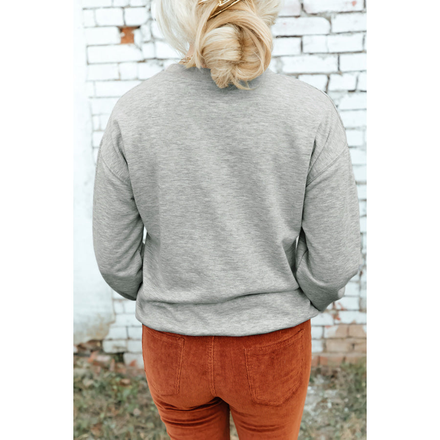Round Neck Dropped Shoulder Sweatshirt Apparel and Accessories