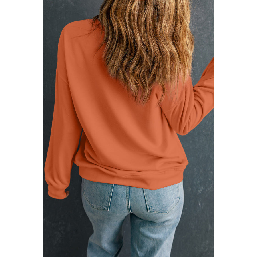 Round Neck Dropped Shoulder Sweatshirt Apparel and Accessories