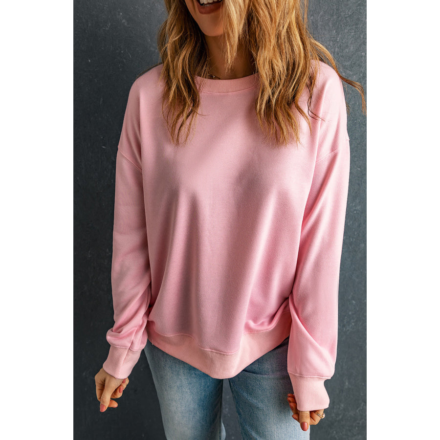 Round Neck Dropped Shoulder Sweatshirt Apparel and Accessories