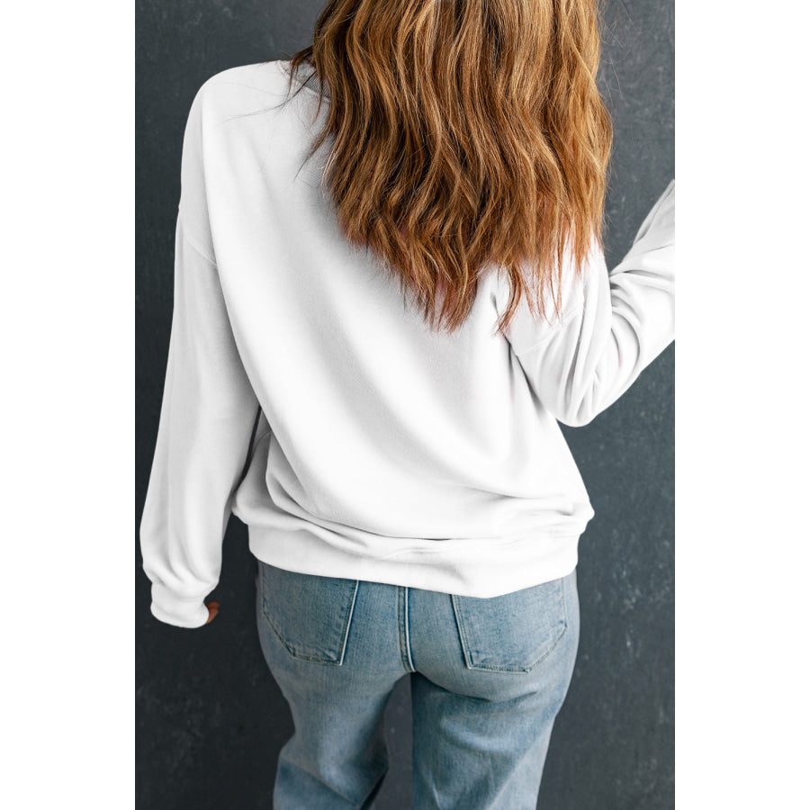Round Neck Dropped Shoulder Sweatshirt Apparel and Accessories