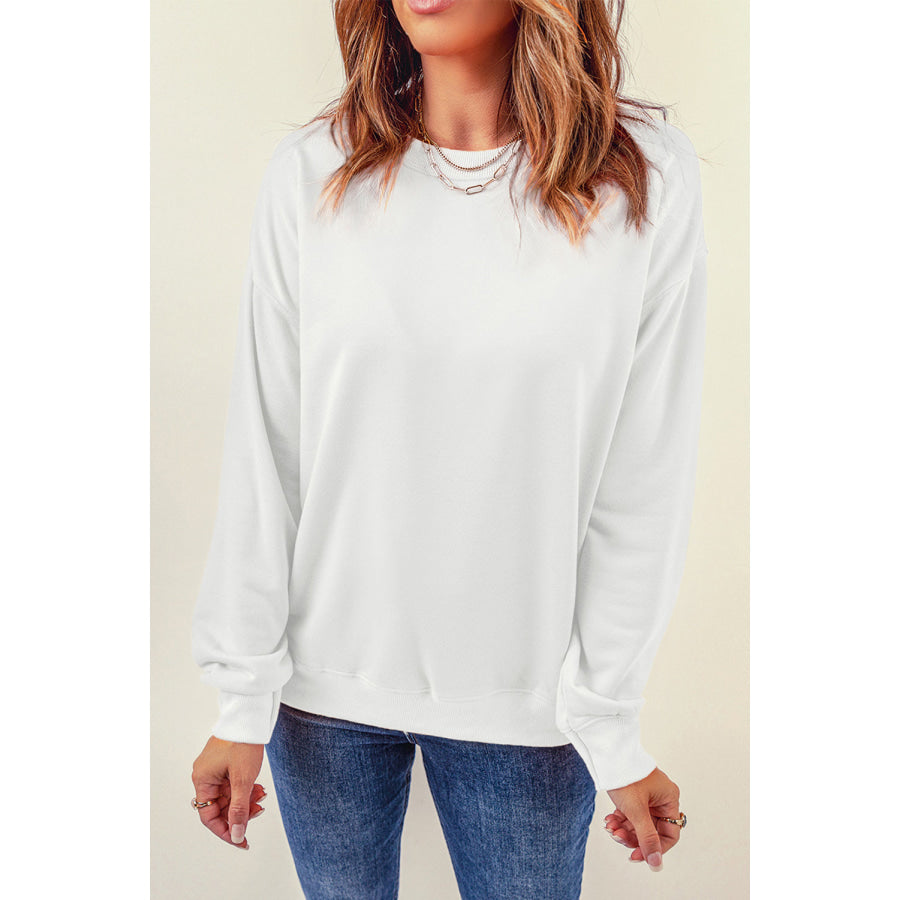 Round Neck Dropped Shoulder Sweatshirt Apparel and Accessories