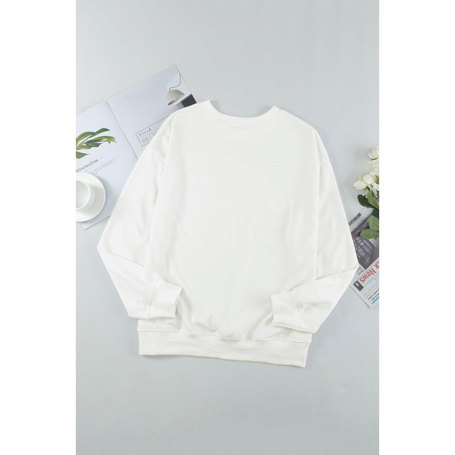 Round Neck Dropped Shoulder Sweatshirt Apparel and Accessories