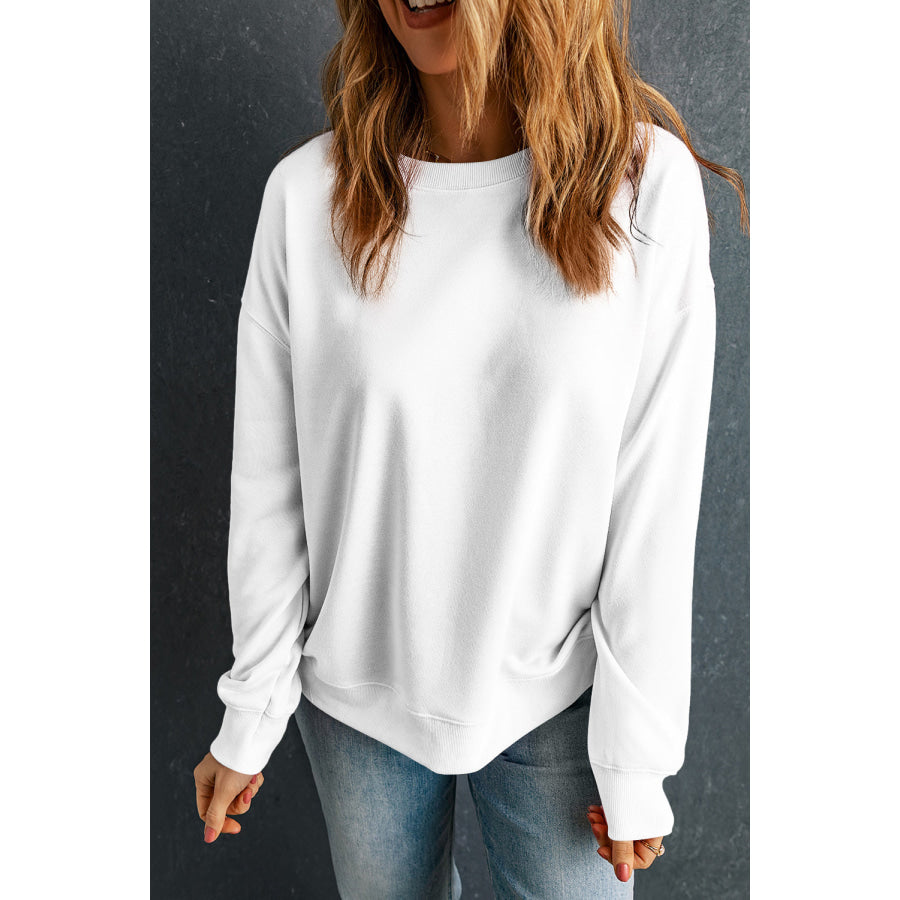 Round Neck Dropped Shoulder Sweatshirt Apparel and Accessories