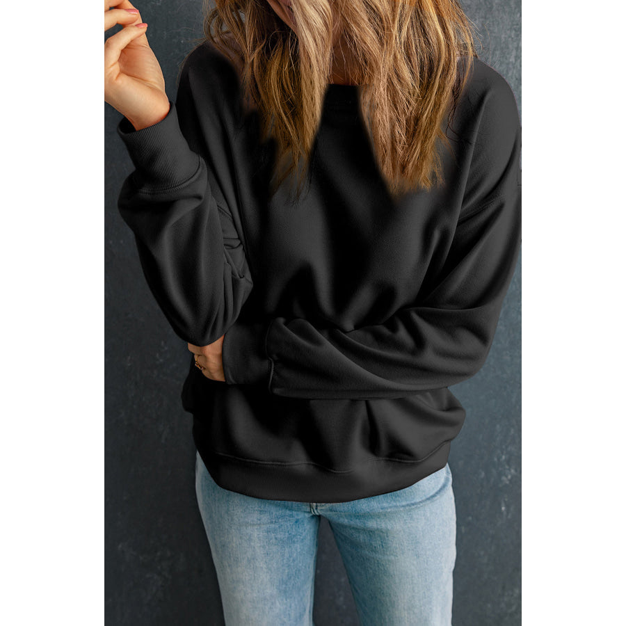Round Neck Dropped Shoulder Sweatshirt Apparel and Accessories