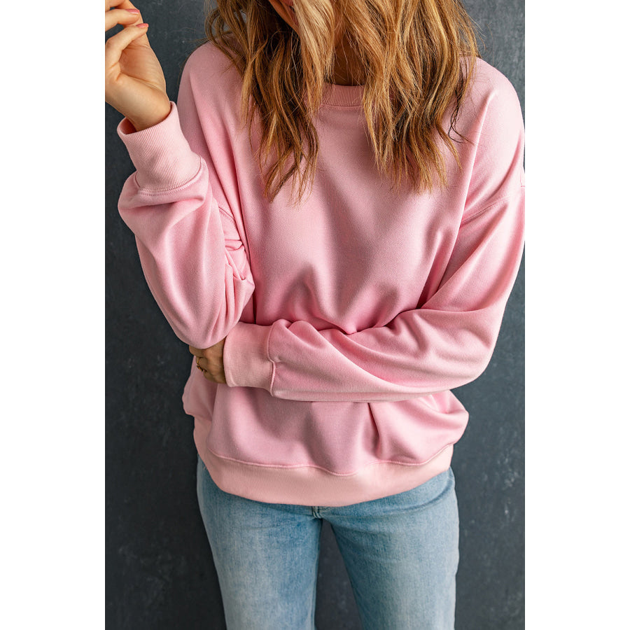 Round Neck Dropped Shoulder Sweatshirt Apparel and Accessories