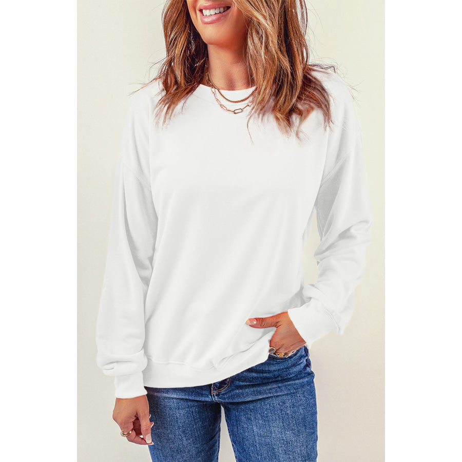 Round Neck Dropped Shoulder Sweatshirt Apparel and Accessories