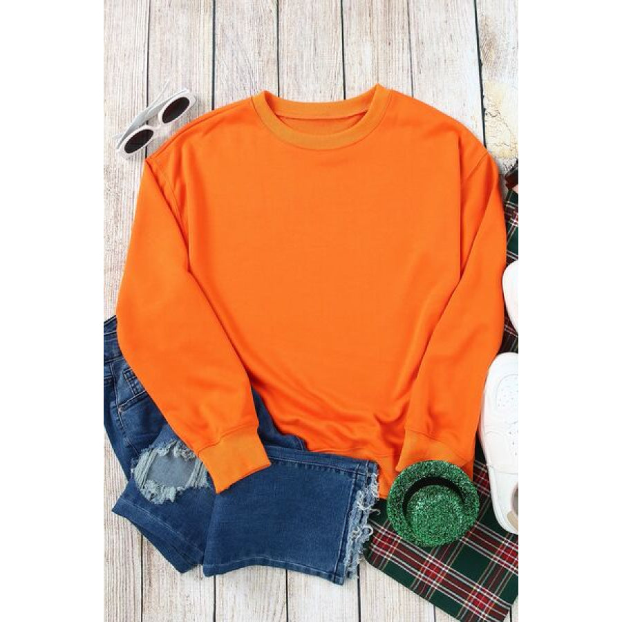 Round Neck Dropped Shoulder Sweatshirt Apparel and Accessories