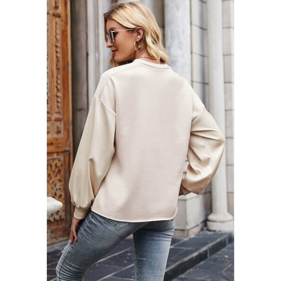 Round Neck Dropped Shoulder Sweatshirt Clothing