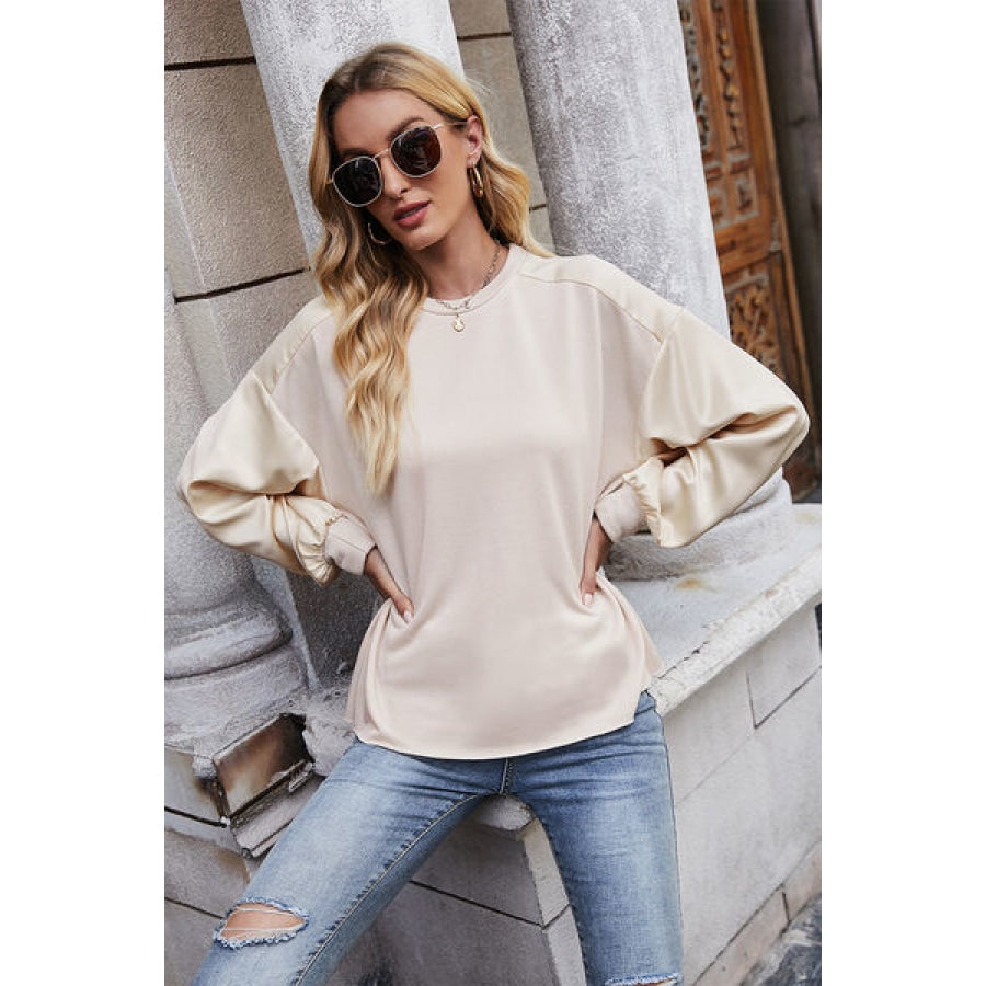 Round Neck Dropped Shoulder Sweatshirt Clothing