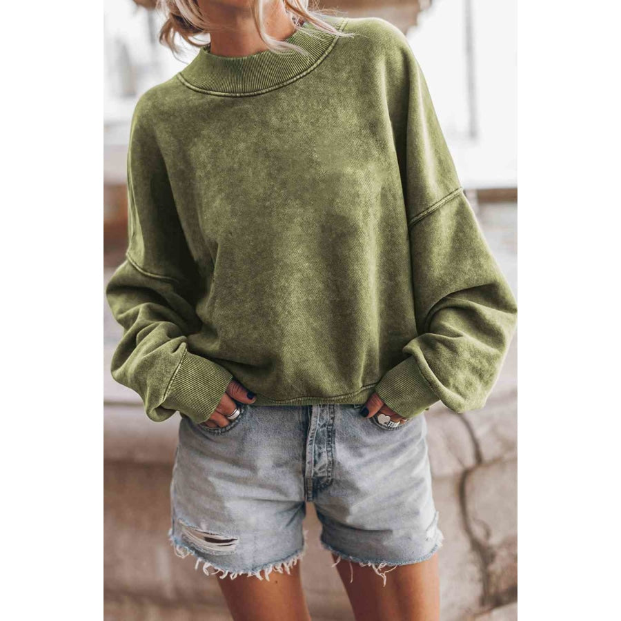 Round Neck Dropped Shoulder Sweatshirt Sage / S