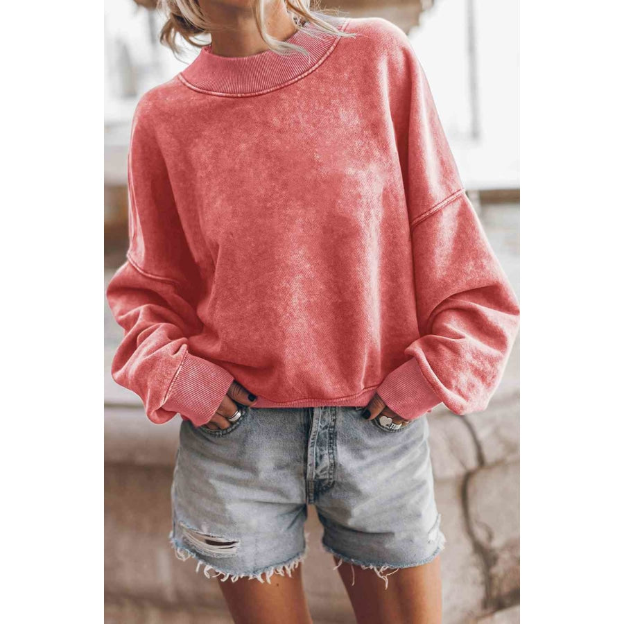 Round Neck Dropped Shoulder Sweatshirt Strawberry / S