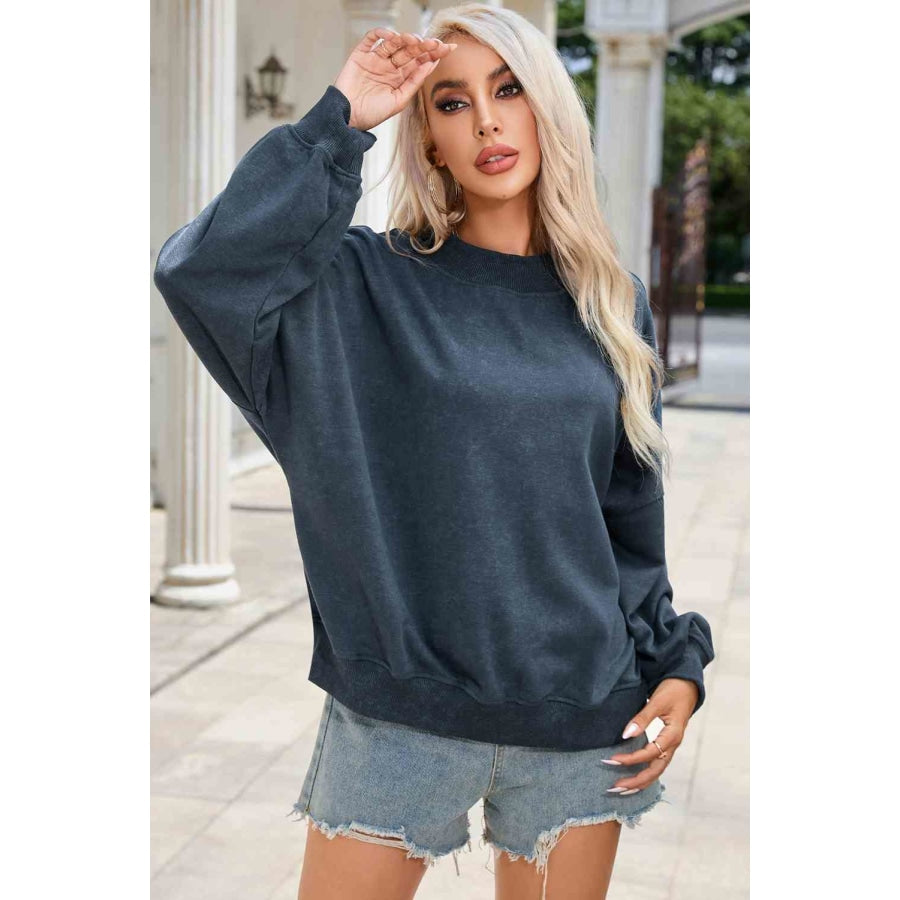 Round Neck Dropped Shoulder Sweatshirt