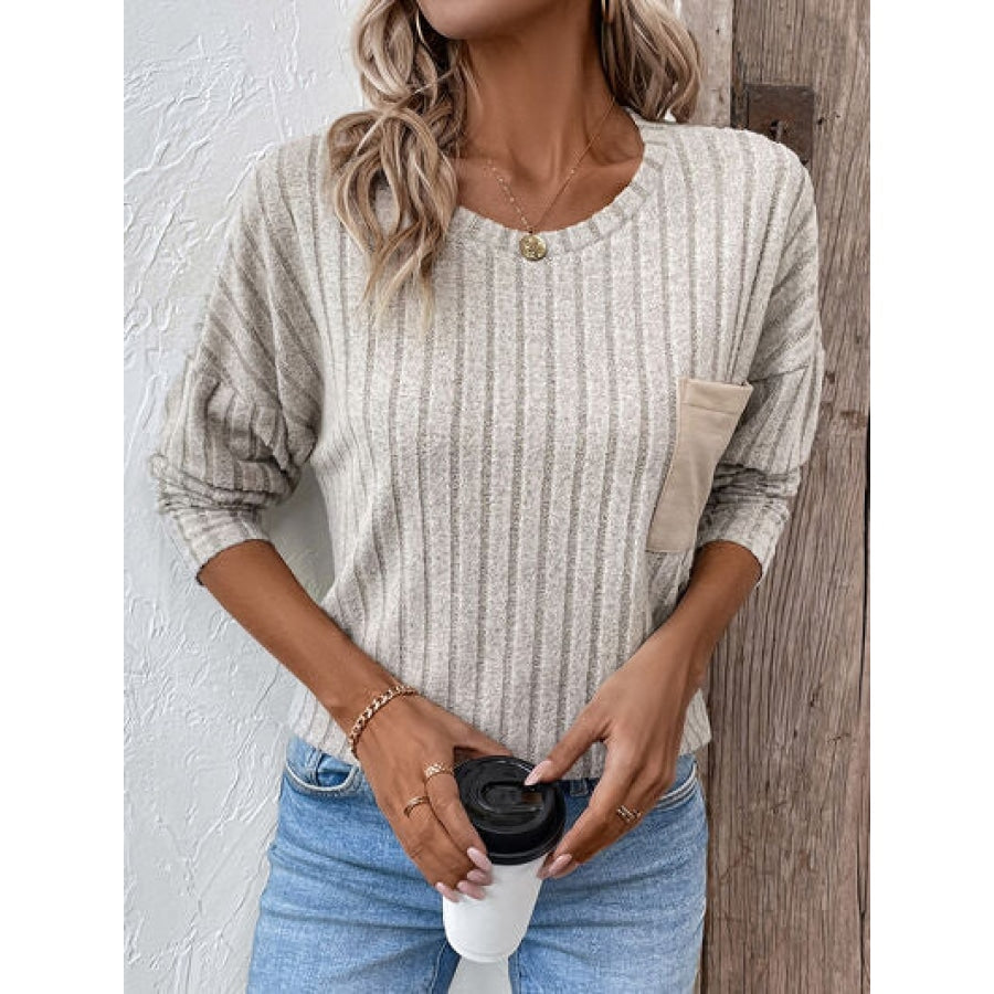 Round Neck Dropped Shoulder T-Shirt Clothing