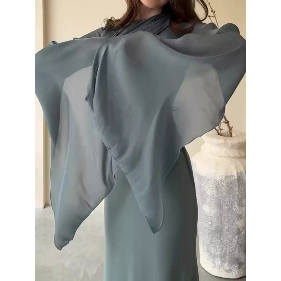 Round Neck Flare Sleeve Maxi Dress Apparel and Accessories
