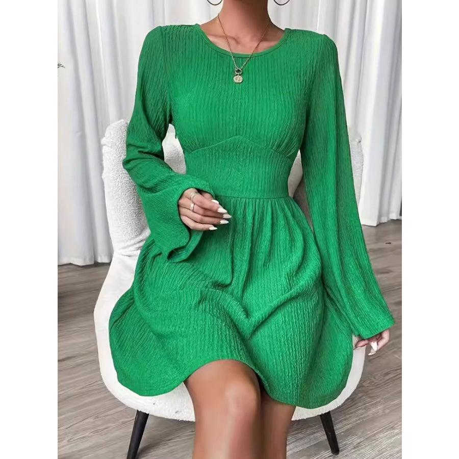 Round Neck Flare Sleeve Mini Dress Apparel and Accessories