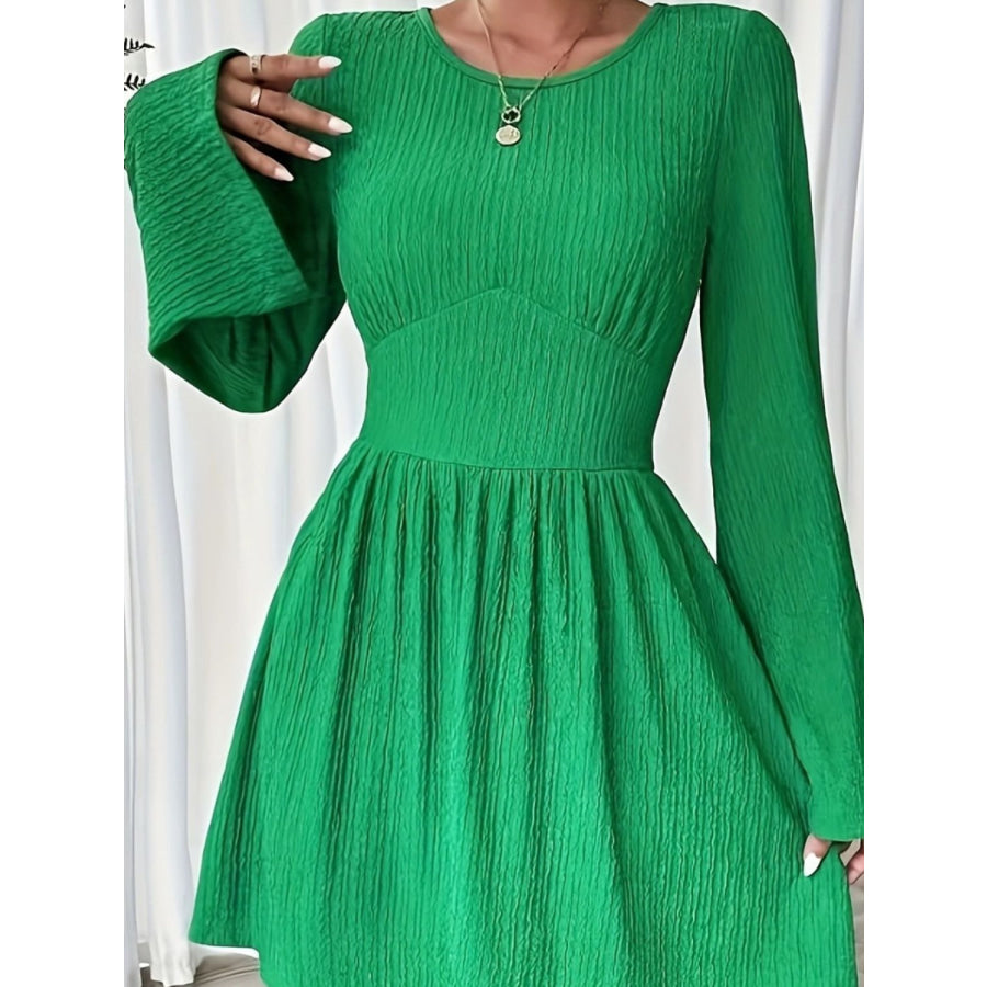 Round Neck Flare Sleeve Mini Dress Apparel and Accessories