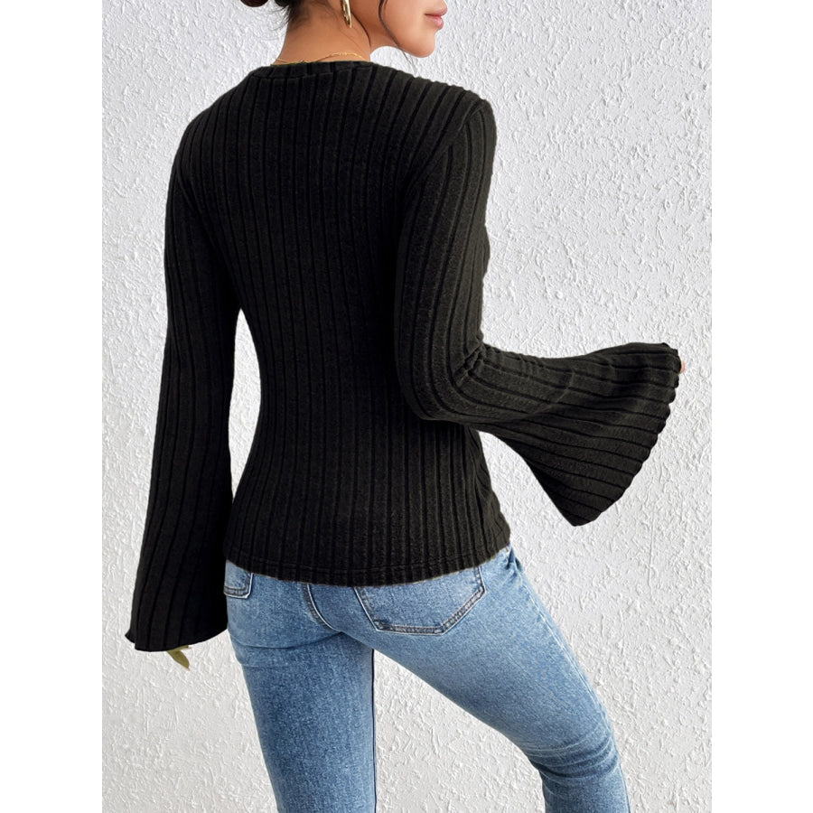 Round Neck Flare Sleeve T-Shirt Apparel and Accessories