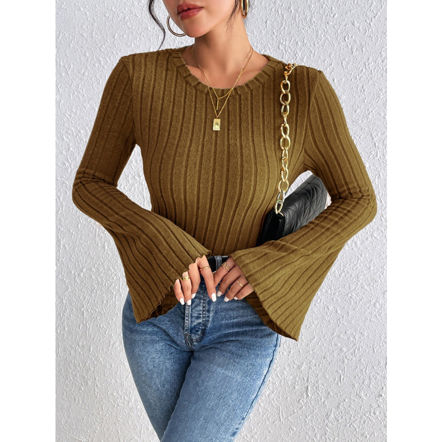 Round Neck Flare Sleeve T-Shirt Apparel and Accessories