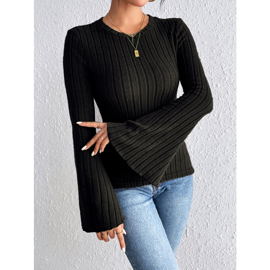 Round Neck Flare Sleeve T-Shirt Apparel and Accessories