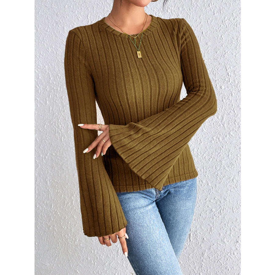 Round Neck Flare Sleeve T-Shirt Apparel and Accessories