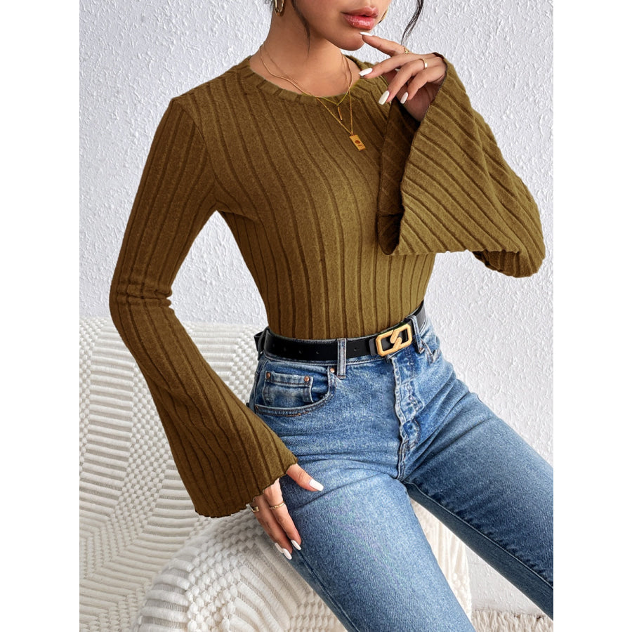 Round Neck Flare Sleeve T-Shirt Apparel and Accessories