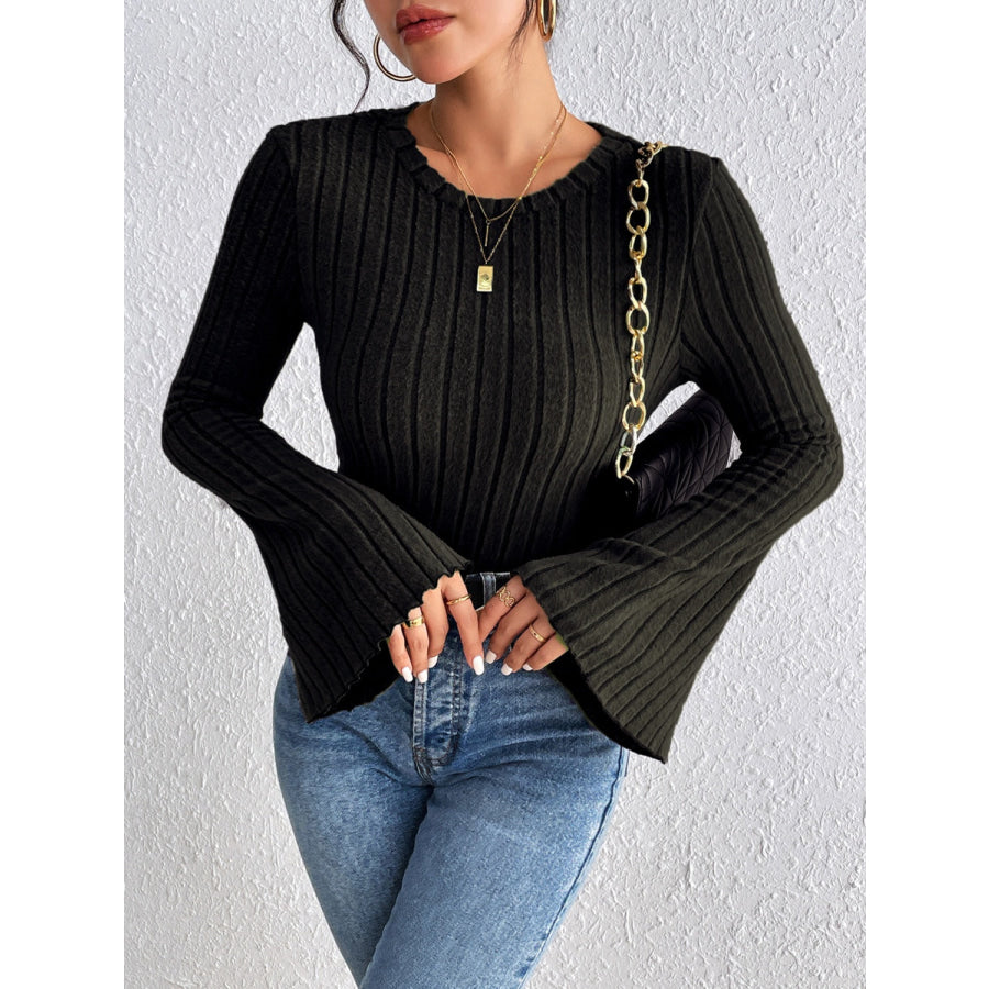 Round Neck Flare Sleeve T-Shirt Apparel and Accessories