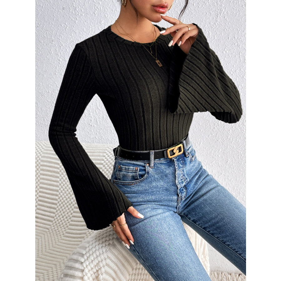 Round Neck Flare Sleeve T-Shirt Apparel and Accessories