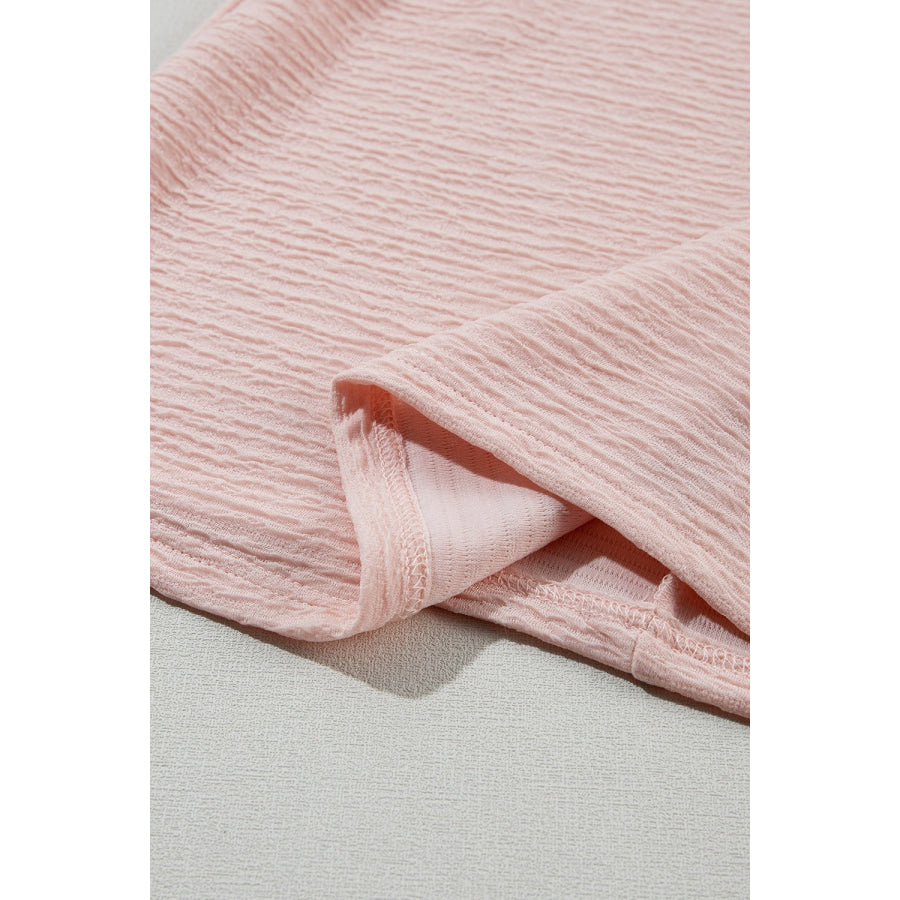 Round Neck Frill Short Sleeve T-Shirt Apparel and Accessories