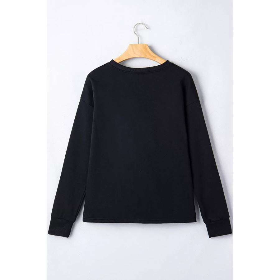 Round Neck Ghost Print Regular Fit Graphic Long Sleeve T-Shirt Apparel and Accessories