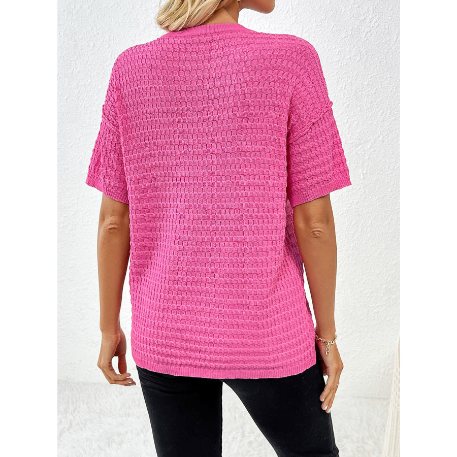 Round Neck Half Sleeve Knit Top Apparel and Accessories