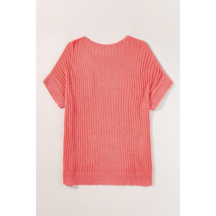 Round Neck Half Sleeve Knit Top Apparel and Accessories