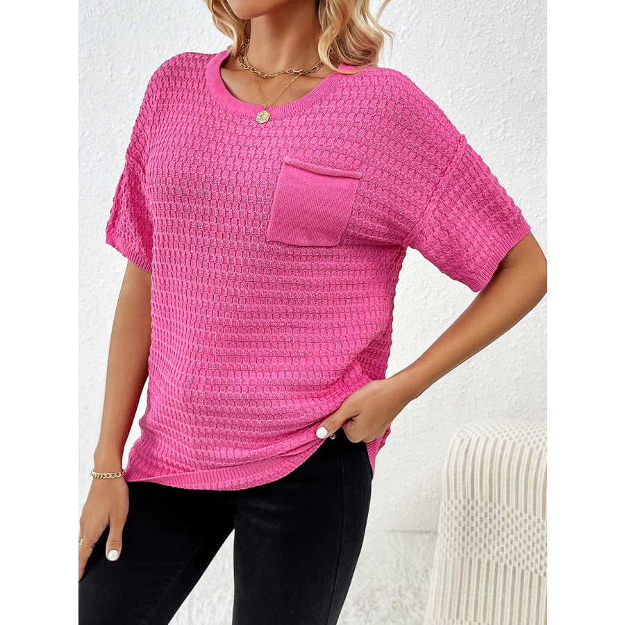Round Neck Half Sleeve Knit Top Apparel and Accessories