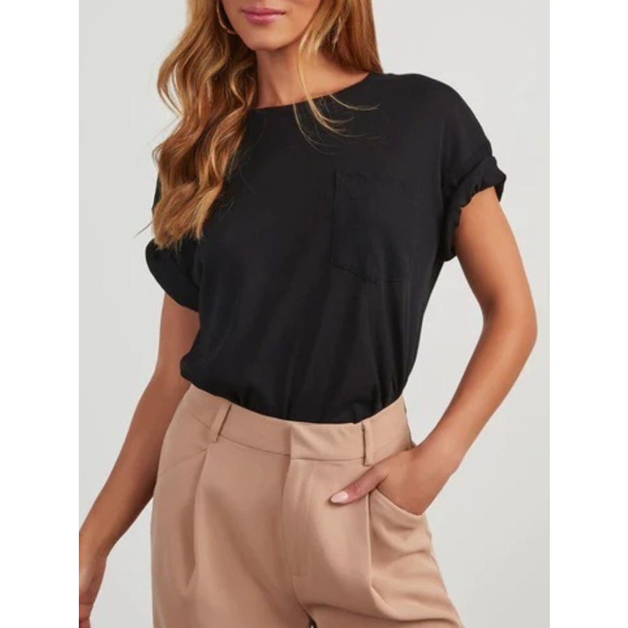Round Neck Half Sleeve T-Shirt Black / S Apparel and Accessories