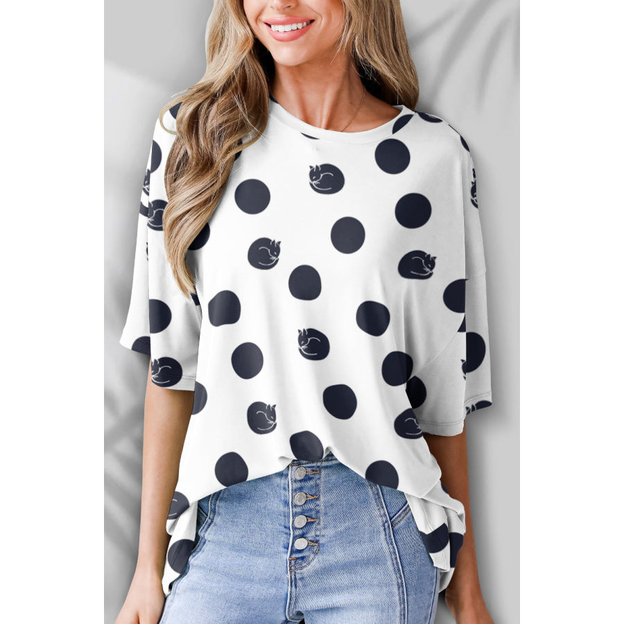 Round Neck Half Sleeve T - Shirt White / S Apparel and Accessories