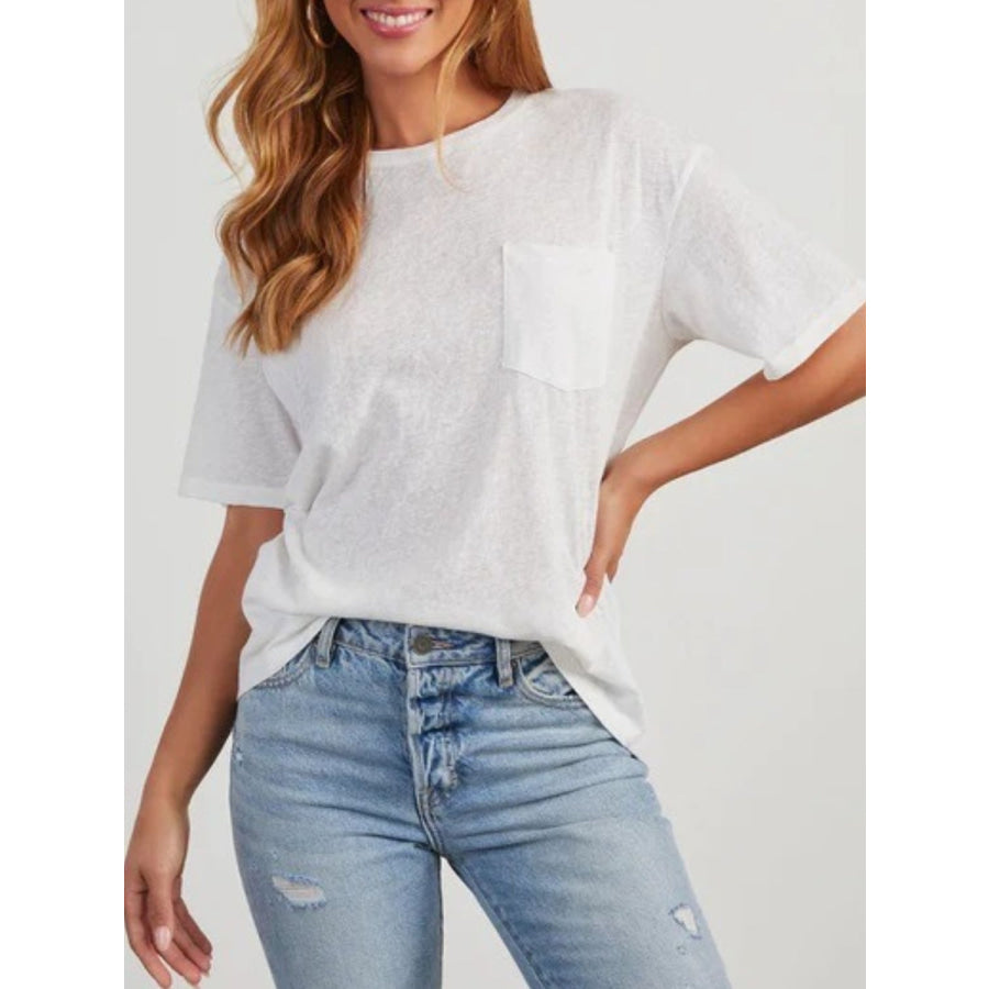 Round Neck Half Sleeve T-Shirt White / S Apparel and Accessories