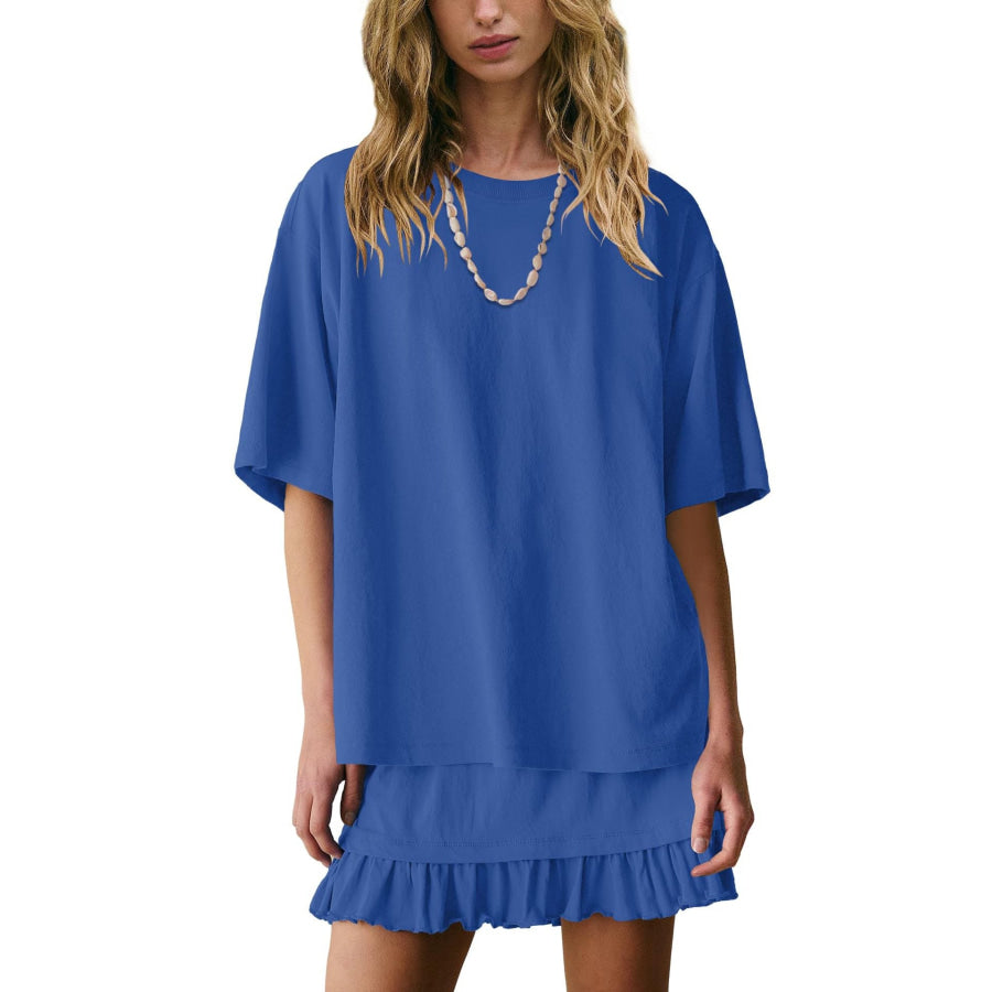 Round Neck Half Sleeve Tee and Skirt Set Apparel Accessories