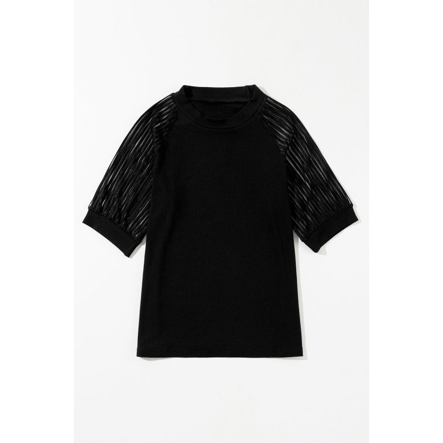 Round Neck Half Sleeve Top Black / S Apparel and Accessories