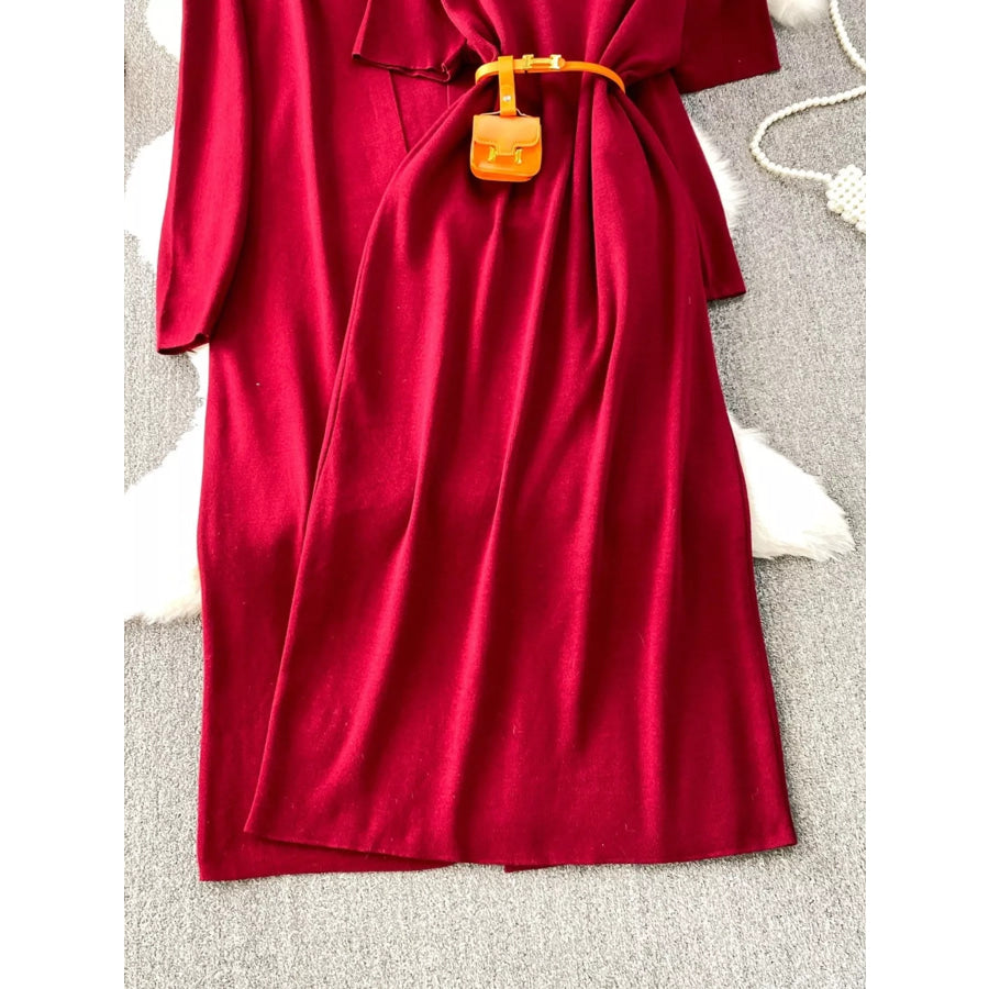 Round Neck Knitted Dress & Cardigan Set Apparel and Accessories