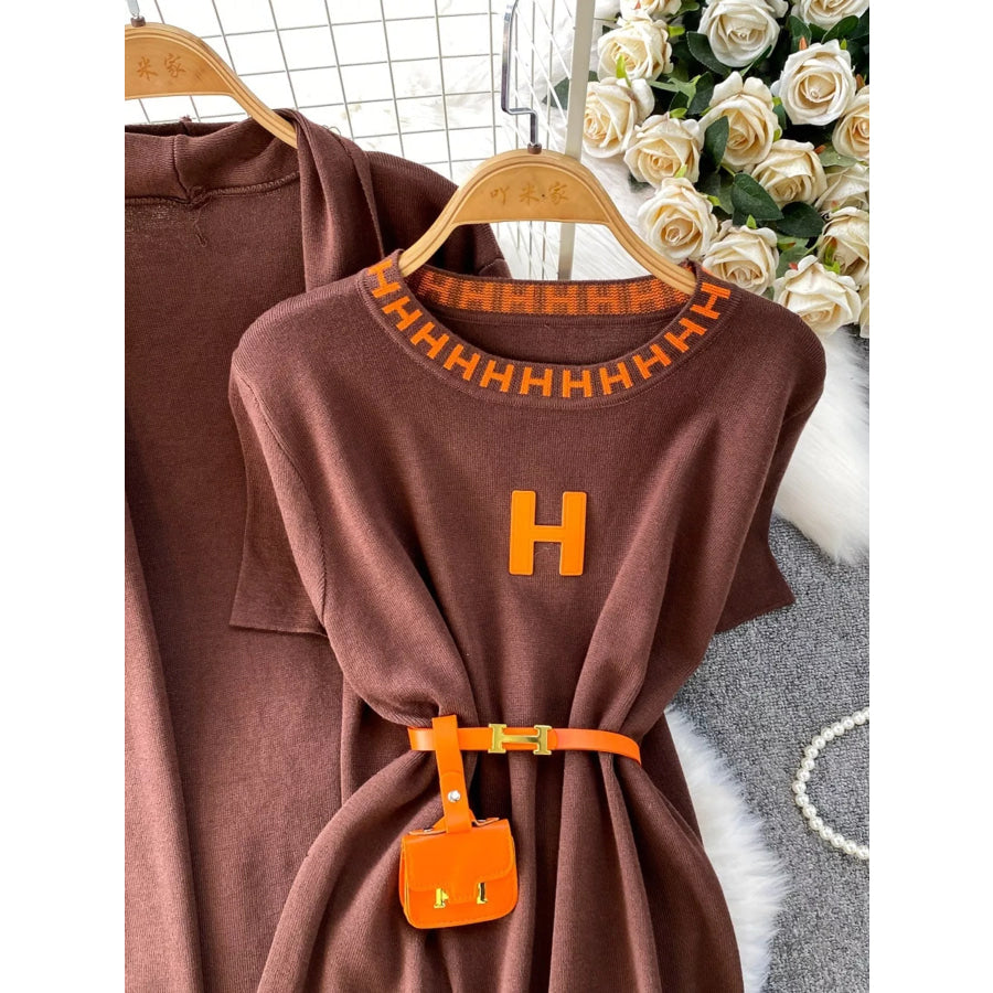 Round Neck Knitted Dress & Cardigan Set Apparel and Accessories