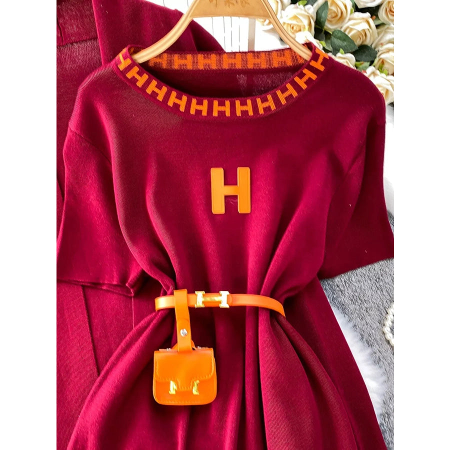 Round Neck Knitted Dress & Cardigan Set Apparel and Accessories