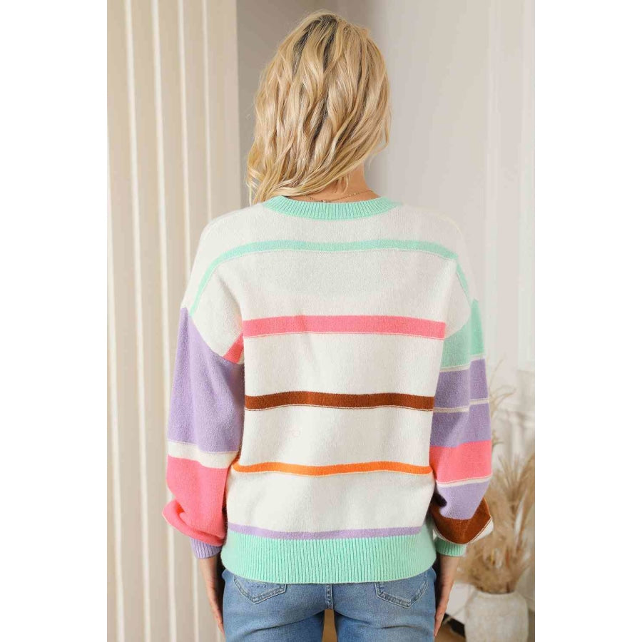 Round Neck Lantern Sleeve Sweater