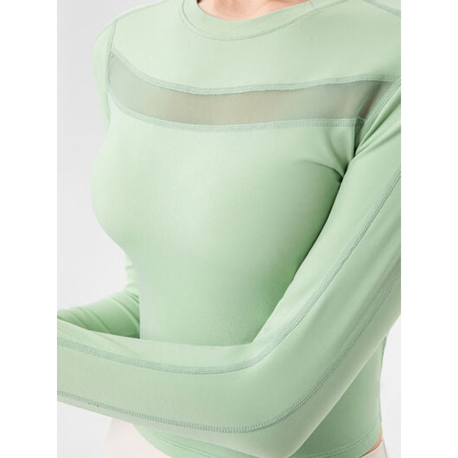 Round Neck Long Sleeve Active T-Shirt Clothing