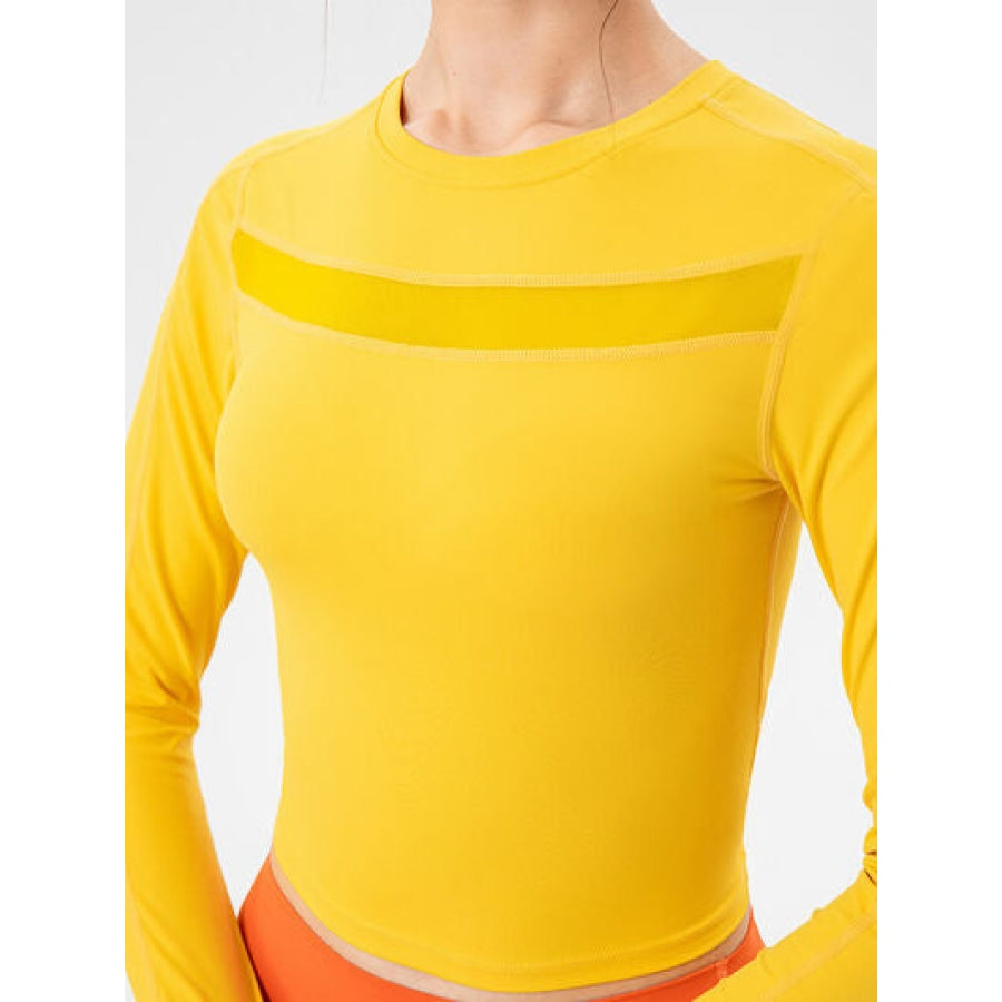 Round Neck Long Sleeve Active T-Shirt Clothing