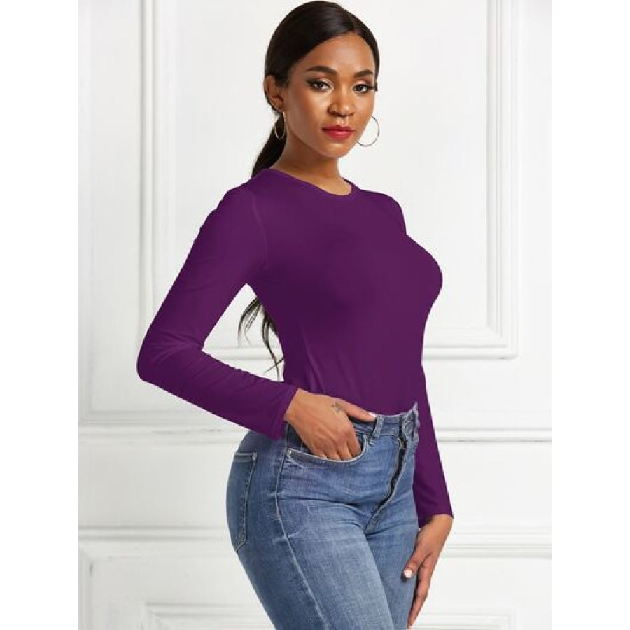 Round Neck Long Sleeve Bodysuit Clothing