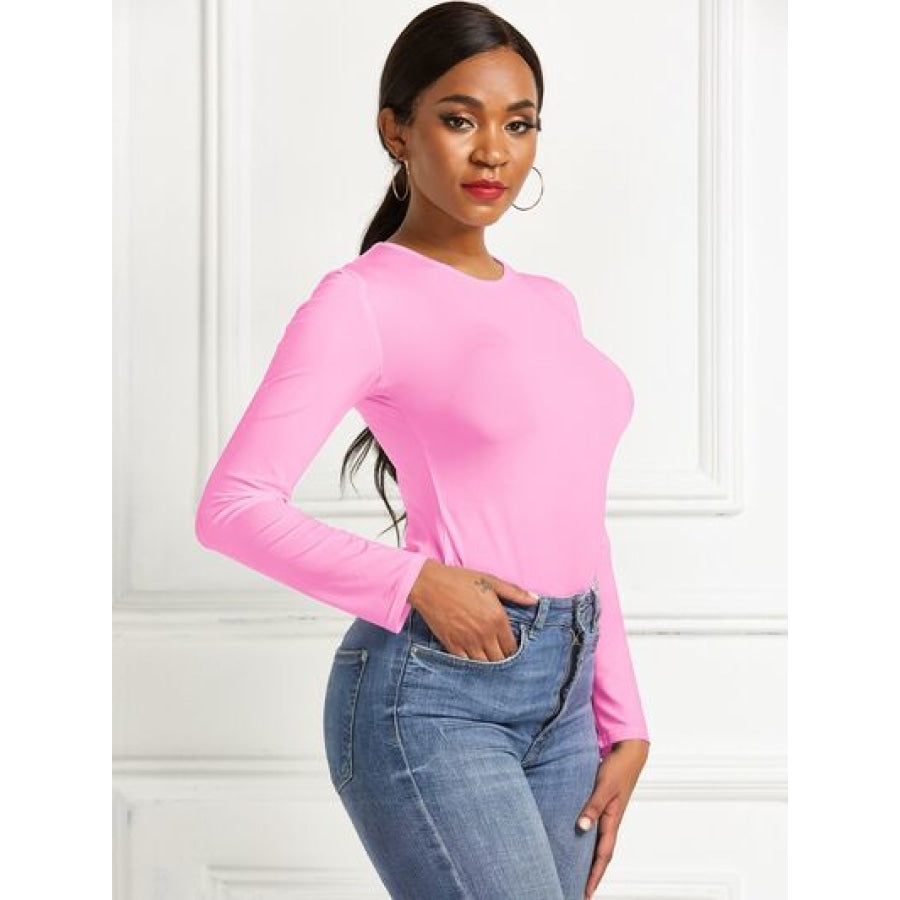 Round Neck Long Sleeve Bodysuit Clothing