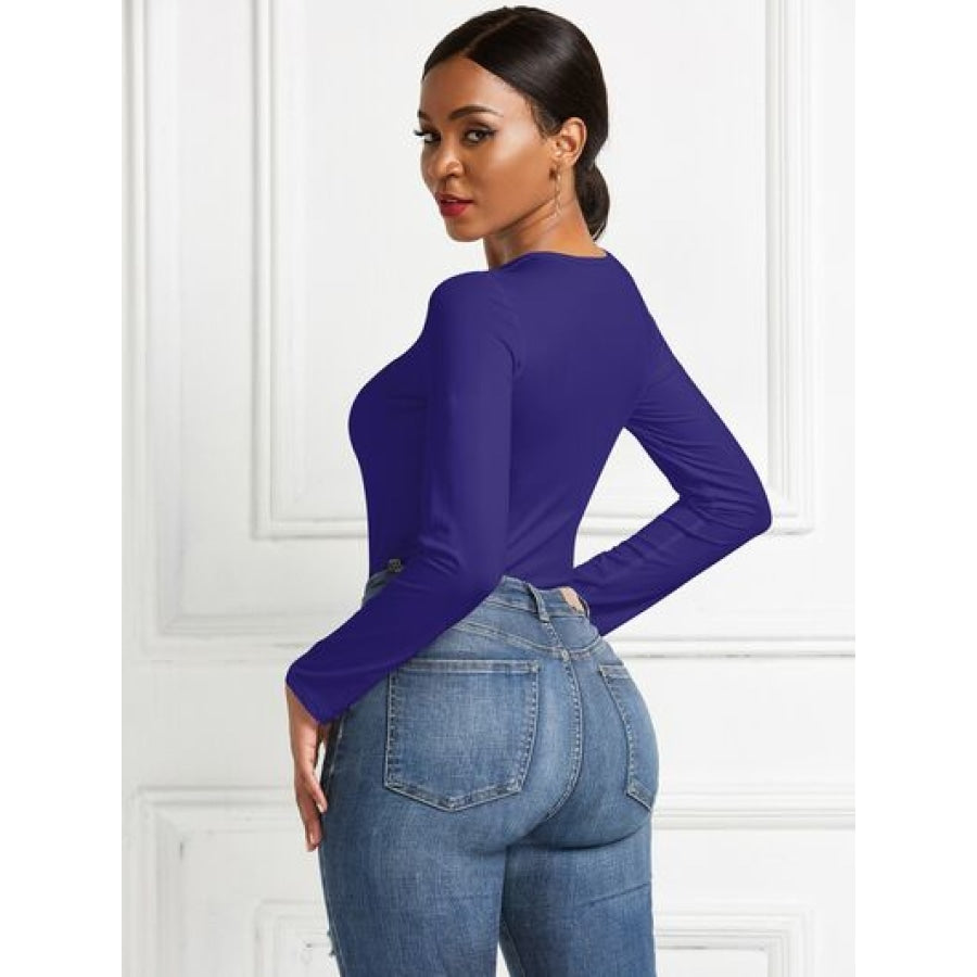 Round Neck Long Sleeve Bodysuit Clothing