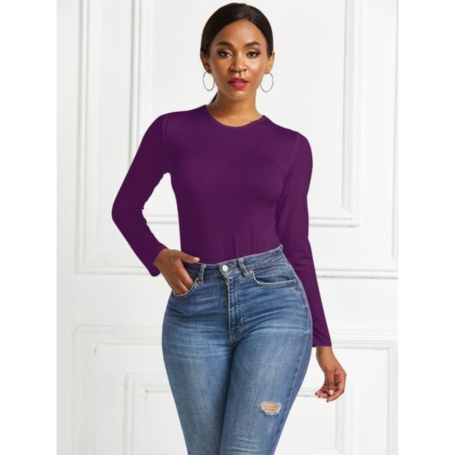 Round Neck Long Sleeve Bodysuit Clothing