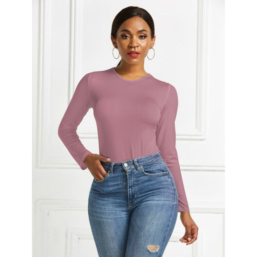 Round Neck Long Sleeve Bodysuit Clothing