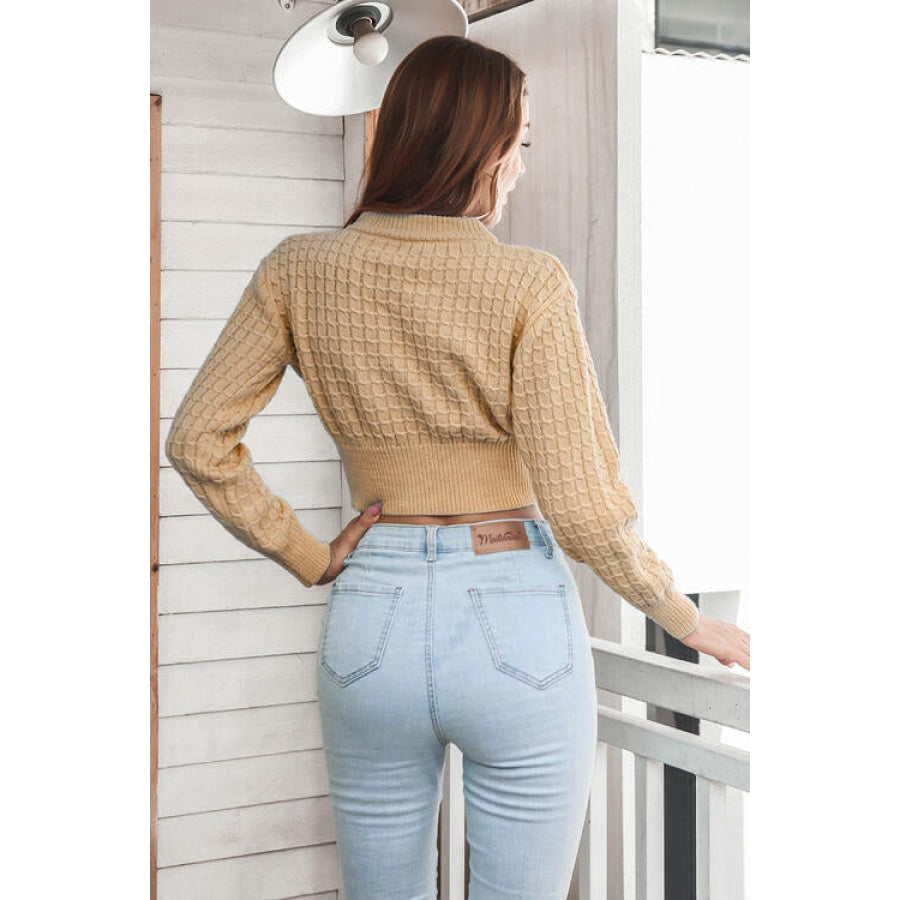 Round Neck Long Sleeve Cropped Sweater Women’s Fashion Clothing