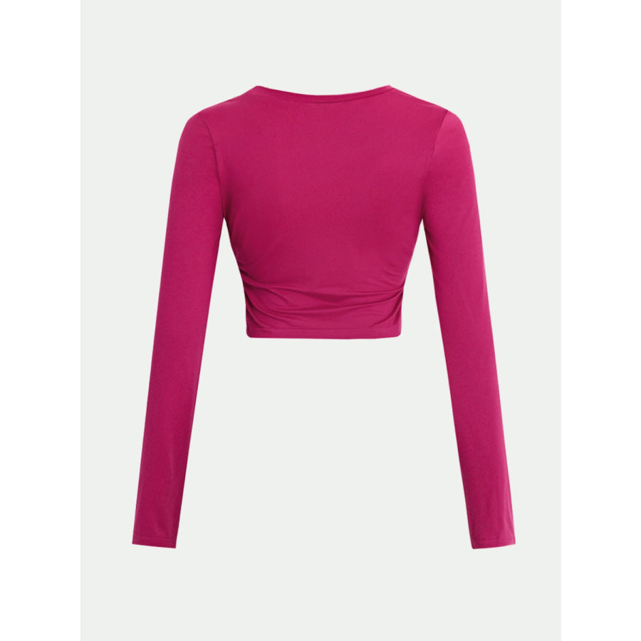 Round Neck Long Sleeve Cropped T-Shirt Apparel and Accessories